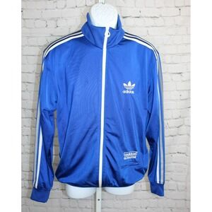 Adidas Jacket Men Small Blue Trefoil Track Soccer Running Ultrastar Performance